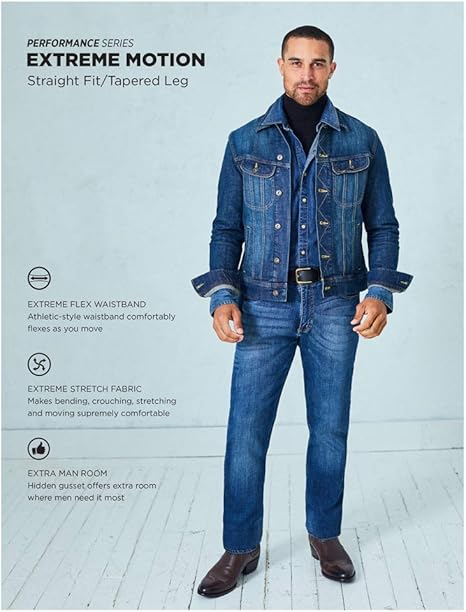 lee men's modern series extreme motion straight fit tapered leg jean