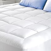 Cloud-Like Twin Mattress Topper - 100% Cotton Top Mattress Pad for Back Pain Relief - Breathable & Naturally Cooling for Hot Sleepers, White