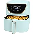 Paris Hilton Air Fryer, Large 6-Quart Capacity, Nonstick Made without PFAS, Touchscreen Display, 8-in-1 (Air Fry, Roast, Broil, Bake, Reheat, Keep Warm, Pizza, Dehydrate), Dishwasher Safe, Aqua