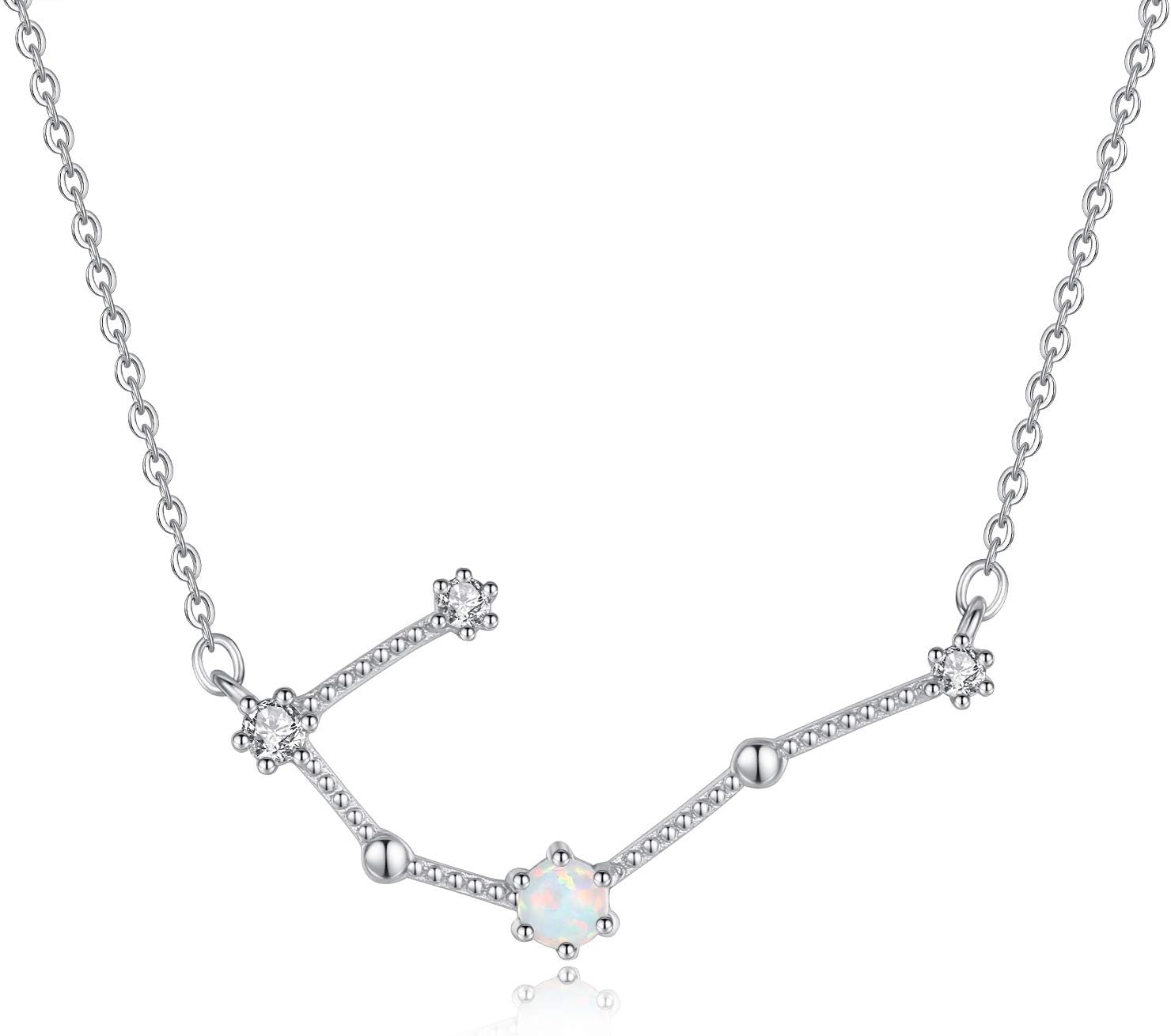 VIKI LYNNWomen Sterling Silver Created Opal Zodiac Necklace