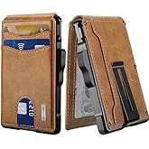 umoven Wallet for Men - with Money Clip Slim Leather Slots Credit Card Holder RFID Blocking Bifold Minimalist Wallet (Brown) | with Money Clip, Slim, Slots, Credit Card Holder, RFID Blocking, Bifold