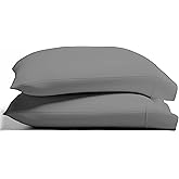 TEXAS LINEN CO. 100% Organic Cotton King Size Pillow Cases Set of 2 - Ultra Soft Hotel Quality King Pillow Covers, Authentic GOTS Certified, Crisp, Cooling Percale Weave Cotton Pillowcases - Dark Grey
