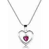 Cherished Moments Girl's .925 Sterling Silver "Dancing Heart" Simulated Birthstone Necklace