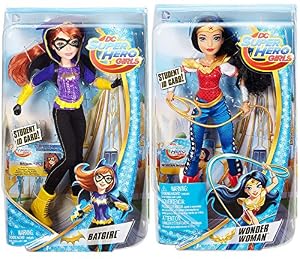 Image of AYB Products Hero DC Students Girls 2-Pack Super 12" Figures Wonder Woman with Magic Lasso + Batgirl with Student ID card Doll Action Power Bundle intergalactic Fun Set