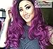 K'ryssma Lace front Wigs for Women - Long Wavy Purple Wig Ombre Dark Roots Heat Resistant Glueless Synthetic Hair Wigs 24 inches + 2 Pcs Wig Caps