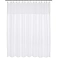 Barossa Design XLarge Fabric Shower Curtain with Sheer Window 96 x 96 inch, Waffle Weave, Hotel Grade, 230 GSM Heavyweight, Water Repellent, Machine Washable, White, 96x96