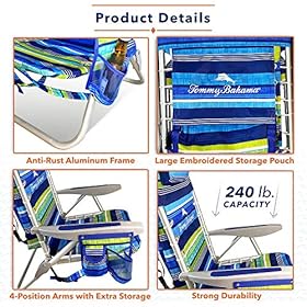 Tommy Bahama 2020 Multi Striped Backpack Beach Chairs with Large Storage Pouch 61HWD4hOvqL