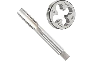 Aceteel M14 x 1.5 Metric Tap and Die Set, M14 X 1.5mm HSS Machine Thread Tap and M14 X 1.5mm Alloy Tool Steel Round Thread Die Right Hand