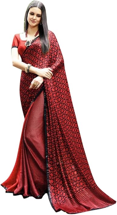 chiffon party wear saree on amazon