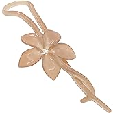 Camila Paris CP2411 French Hair Barrette Pin Clips for Girls, Flower, Beige, No Metal Parts, Strong Hold Grip Hair Clips for Women, No Slip and Durable Styling Girls Hair Accessories, Made in France