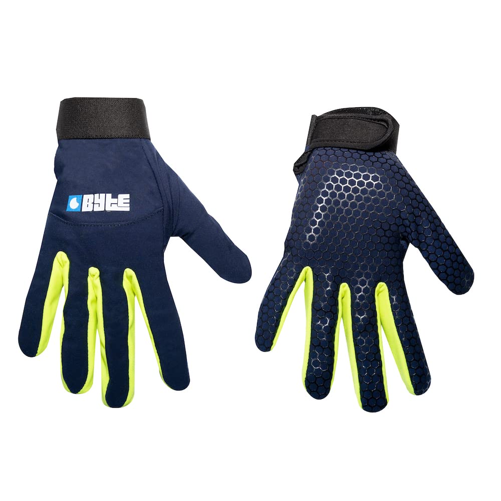 BYTE SKIN HOCKEY GLOVES NAVY LIME (XXXS)