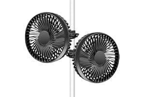 ERIFYNG Grow Tent Fan, 5in Two Fans for Greenhouse Plant All Direction Ventilation Circulation Instead of Oscillating, Can Work with Timer and Thermostat, 3 Speeds IP54 Waterproof 8ft Cord Power Adapter