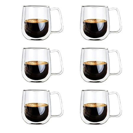 Vicloon Cristal Vidrio de Doble Pared, Taza de Cafe Doble 250 ml ...