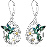 Hummingbird Gifts for Women Sterling Silver Hummingbird Earrings for Lovers Daisy Bird Dangle Earrings Jewelry Gifts for Women