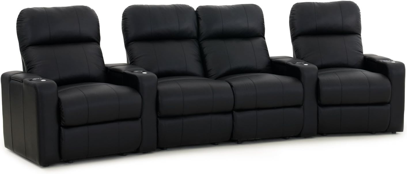 Octane Turbo XL700 Black Bonded Leather with Manual Recline (Row of 4 Middle Loveseat Curved): Furniture & Decor