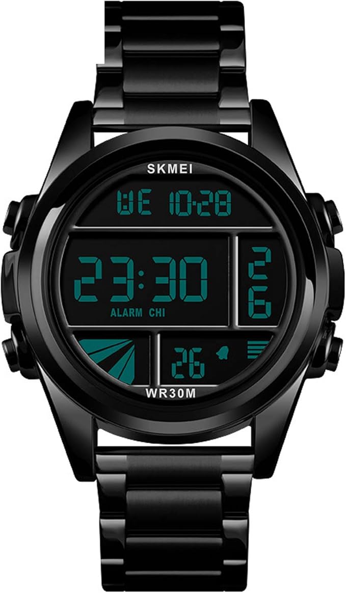 MarquisJacobs Orologio da polso da uomo digitale al quarzo con cinturino in acciaio inox nero MarquisJacobs Orologio da polso da uomo digitale al quarzo con cinturino in acciaio inox nero