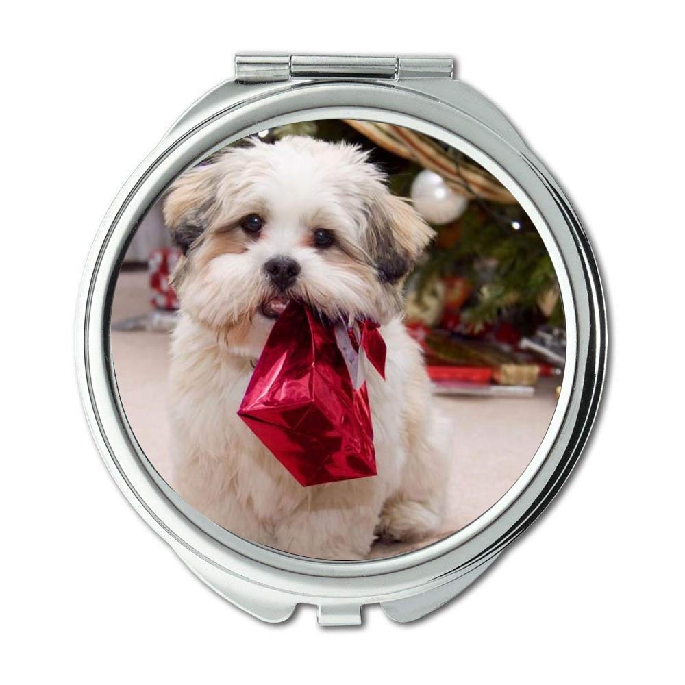 Mirror,makeup mirror,Perfect for Dog christmas dog,pocket mirror,1 X 2X Magnifying