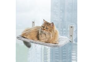 MARUNDA Cat Window Perch, Cat Window Hammock for Indoor Cats,with 4 Strong Suction Cups, Solid Metal Frame and Soft Cover, Foldable Cat Beds for Indoor Cats.
