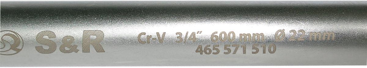 S&R Breaker Bar 3/4" - 600mm Heavy-Duty Socket Drive Handle, Silver - Image 5