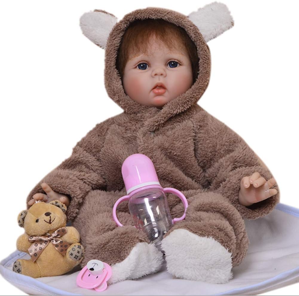 Prezzo JTYX DOLLS 55 cm Rinato Bambino Corpo in Tessuto Silicone Morbido Bambola di Simulazione Blue Eyes Newborn Playmate Realistic Doll Children Regalo di Compleanno (Non Lavabile),Color1,55cm Offerte