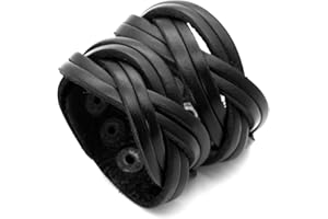 Mgutillart Punk Braided Band Bracelet Wide Leather Arm Cuff Bracelet