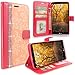 LG G4 Case, G4 Case, Cellularvilla [Stand Feature] Flower Texture Wallet Case [Diamond Jewel] Premium [Bling Luxury] Pu Leather Flip Cover [Card Slots] For LG G4 (Peach Pink Bling)
