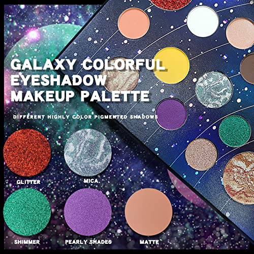 FREEORR 18 Colors Galaxy Eyeshadow Palette, Multi Reflective Shimmer/Glitter Matte Bake Pressed