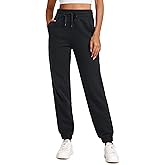 CRZ YOGA Cotton Fleece Lined Sweatpants Women High Waisted Warm Casual Lounge Jogger Pants with Pockets