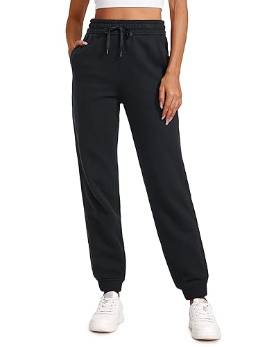 CRZ YOGA Cotton Fleece Lined Sweatpants Women High Waisted Warm