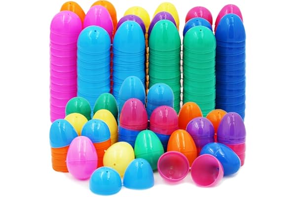 The Dreidel Company Fillable Easter Eggs with Hinge Bulk Colorful Bright Plastic Easter Eggs, Perfect for Easter Egg Hunt, Su