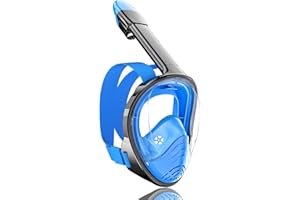 QingSong Full Face Snorkel Mask for Adults & Kids, Snorkeling Gear with Camera Mount, 180 Degree Panoramic View Snorkel Set Anti-Fog Anti-Leak