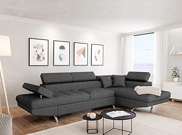 Loungitude Canapé Dangle Droit Convertible En Tissu Gris