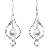 Sterling Silver Celtic Pearl Earrings - Bee/Swan/Butterfly Designs for Valentine's & Mother's Day Gifts
