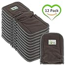 Naturally Natures Cloth Diaper Inserts 5 Layer - insert - Charcoal Bamboo Reusable Liners with Gussets (Pack of 12) (Grey) liner