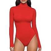TRENLIVER Womens Long Sleeve Body Suits Mock Turtleneck Thong Bodysuits Shirts Trendy Fall Going Out Tops Y2K 2025