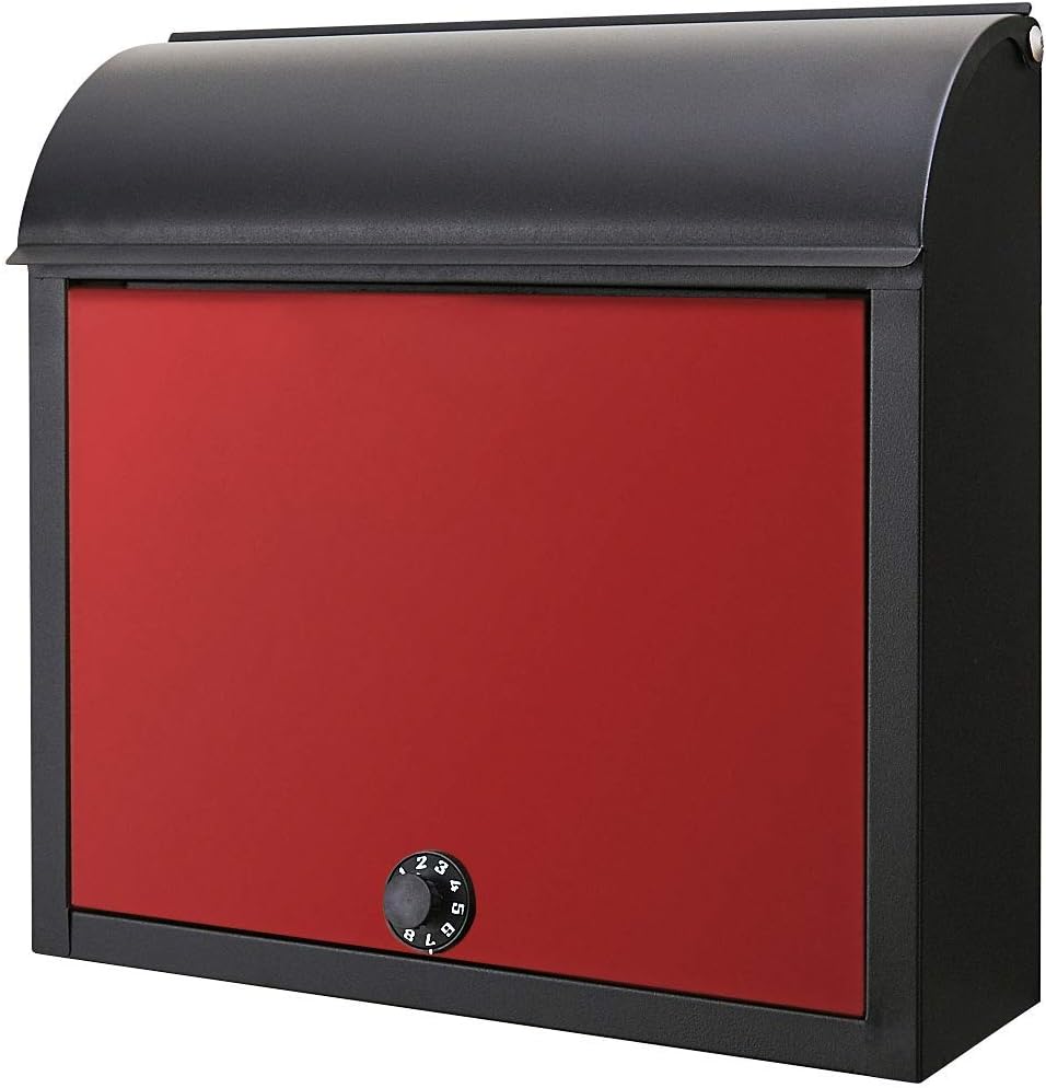 Amazon カバポスト 郵便ポスト ダイヤル 鍵不要 角2 大型 サイズ対応 郵便受けポスト 壁掛け 赤黒 郵便受け メールボックス