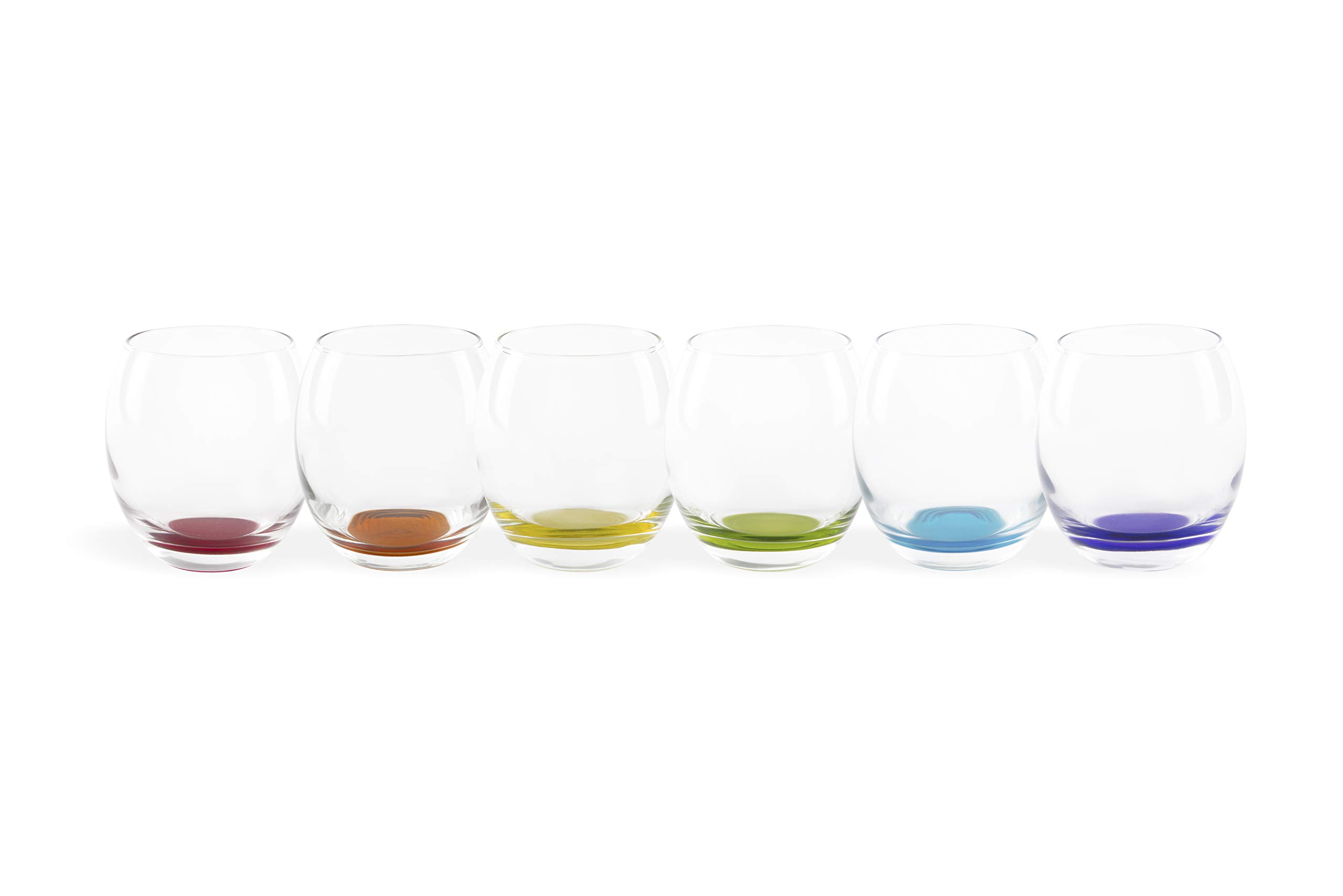 Excelsa Granada Set of 6 Glasses, Transparent with Coloured Background
