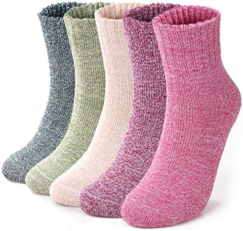 ElifeAcc 5 Pairs Thermal Women Socks Wool Ladies Warm Socks Size UK 3-7 Multipack