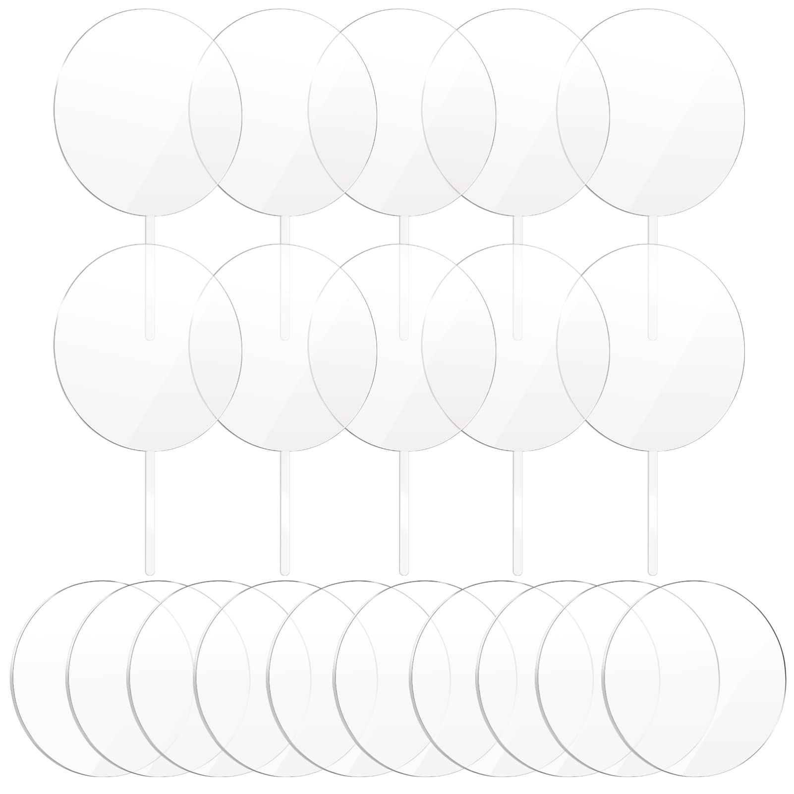 EXCEART 20pcs Clear Acrylic Sheets Set Acrylic Circle Blanks Disc with Blank Acrylic Cake Toppers Round Acrylic Mirror Cake Topper Round Acrylic Discs