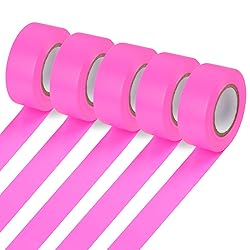MOWPOG 5 Pack Pink Flagging Marking Tape, 1" x