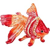 Lucky Goldfish Shape Trinket Box Hinge Hand-Painted Small Jewelry Ring Holder Boxes Enamel Animals Craft Christmas Gift for Women