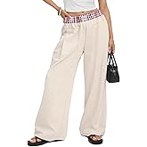 KOMEIANA Wide Leg Slacks Pants for Women Pull on High Waisted Business Trousers with 3 Pockets for Casual Office Wear