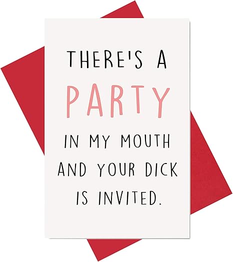 Amazon Party In My Mouth バースデーカード いたずらな記念日カード ボーイフレンド夫婚約者のための面白いカード グリーティングカード 文房具 オフィス用品