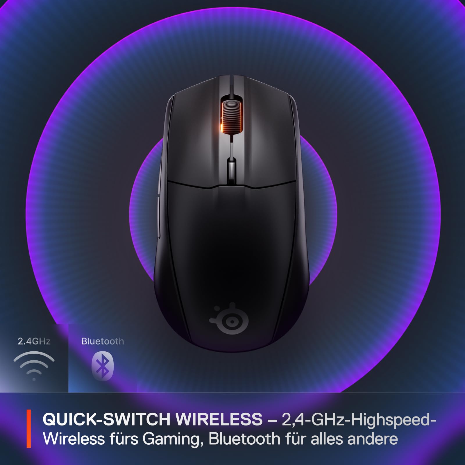 SteelSeries Rival 3 Wireless Gen 2 Gaming-Maus – 2,4 GHz und Bluetooth – 18.000 DPI TrueMove Air-Optiksensor – 60 Mio. Klicks garantiert – Ultraleicht – PTFE-Gleitfüße - Schwarz 3
