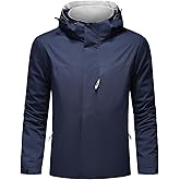 Lamgool Waterproof Jackets for Men Lightweight Rain Jacket Hooded Raincoat Zip Windbreaker for Running Hiking Travel