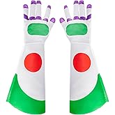 Nutbind Adult Cosplay Long Gloves with Anime Design White with Purple Red and Green Pattern Robot Design Gloves