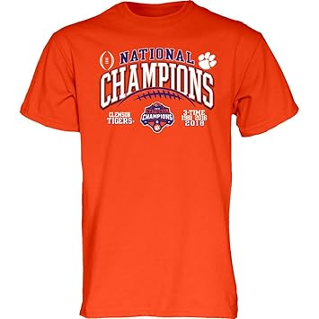 Elite Fan Shop Clemson Tigers National Champs Tshirt 2018 2019 Laces Orange