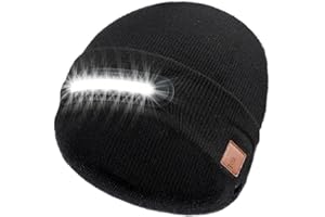 RANCOVY LED Beanie with Light, Unisex USB Rechargeable Headlamp Beanie Flashlight Beanie Hat for Men Women