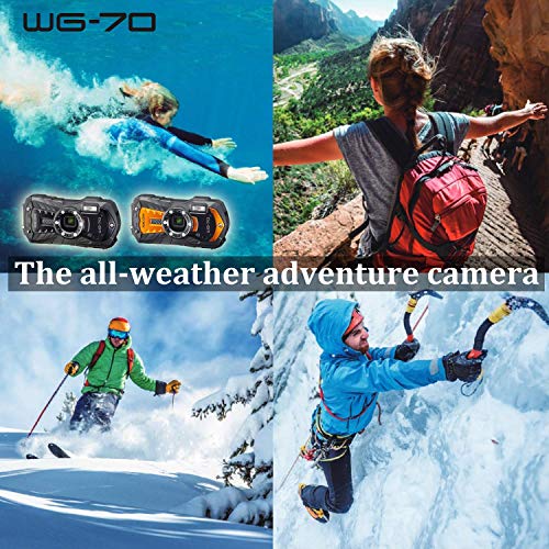 RICOH WG-70 Orange Compact 16 Mp, Étanche 14 Mètres, Résistant aux Chocs (1, 60 m), mode sous-Marin avec Éclairage LED…