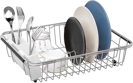 Amazon Com Dish Drying Rack Stainless Steel And Removable Utensil